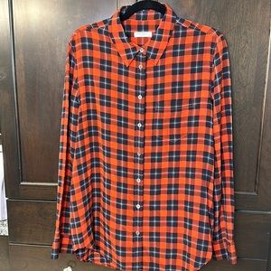 Red Plaid Button Down Blouse